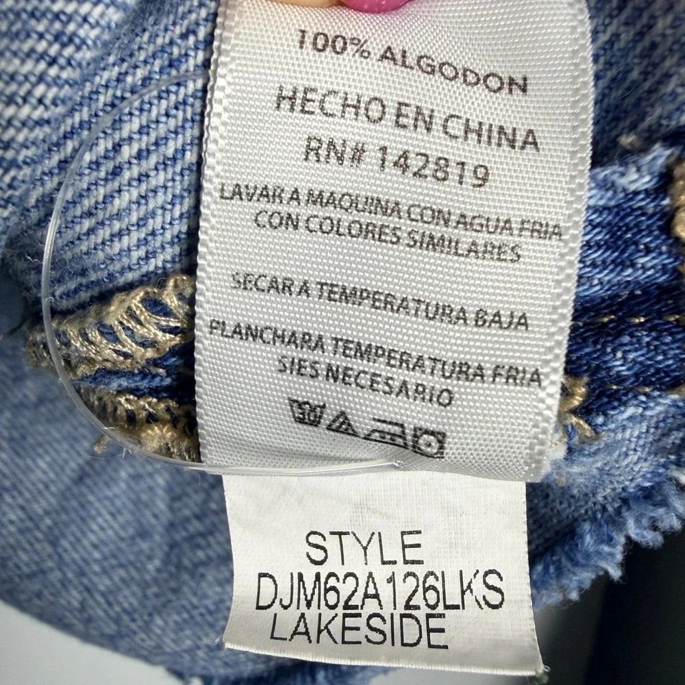 Dear John Lakeside Cropped Denim Jacket Raw Hem Utility Blue Medium